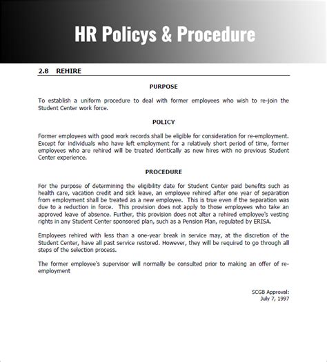 HR Guide: Policy and Procedure Template .